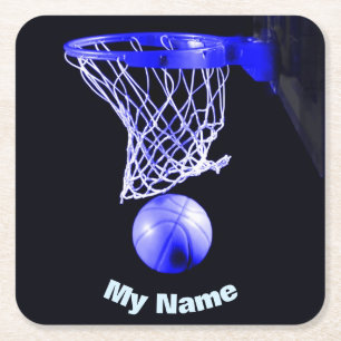 Dessous-de-verre Carré En Papier Basketball Votre Nom