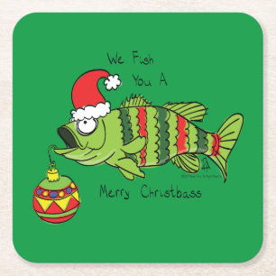 Dessous-de-verre Carré En Papier Basse de Noël amusant Pêche Poisson Cute Cartoon