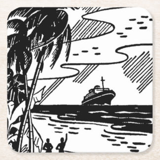 Dessous-de-verre Carré En Papier Bateau de croisière rétro