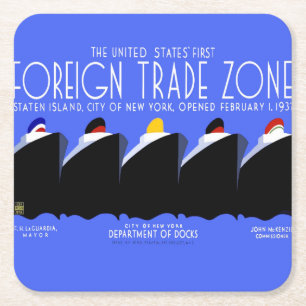 Dessous-de-verre Carré En Papier Bateaux de croisière Poster vintage Ocean Liner