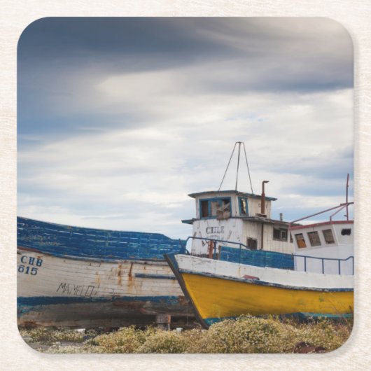 Dessous-de-verre Carré En Papier  Bateaux de pêche (Devant)