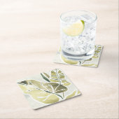 Dessous-de-verre Carré En Papier Batik Feuille (En situation)