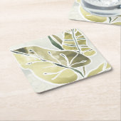 Dessous-de-verre Carré En Papier Batik Feuille (Incliné)