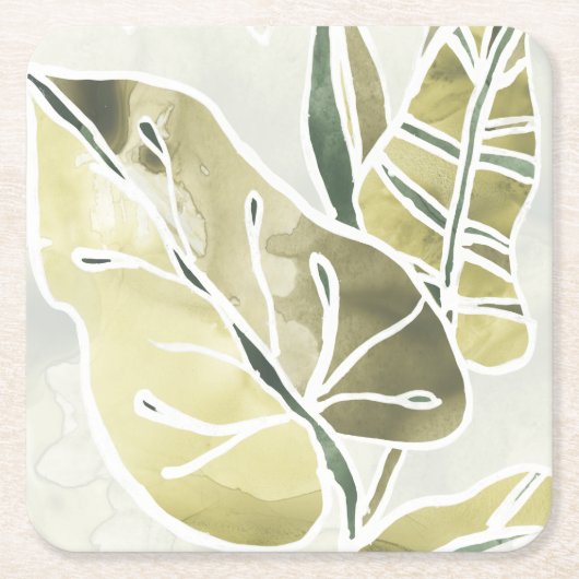 Dessous-de-verre Carré En Papier Batik Feuille (Devant)