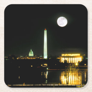 Dessous-de-verre Carré En Papier Bâtiment de capitol, le Lincoln Memorial,