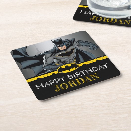 Dessous-de-verre Carré En Papier Batman | Chalkboard Joyeux anniversaire (Incliné)