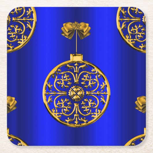 Dessous-de-verre Carré En Papier Baubles de Noël en bleu (Devant)