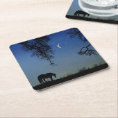 Dessous-de-verre Carré En Papier Beau cheval et lune (Incliné)