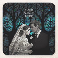 Beau couple mariage sur un arbre de vie bleu