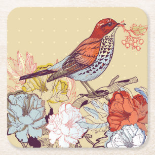 Dessous-de-verre Carré En Papier Beau Dessous de verre aux oiseaux