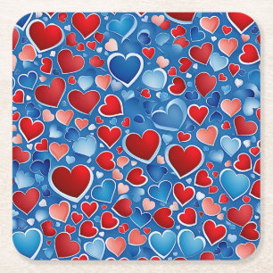Dessous-de-verre Carré En Papier Beau Dessous de verre en papier de coeur bleu et r