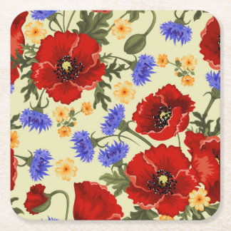 Dessous-de-verre Carré En Papier Beau ensemble de Dessous de verre de croquis flora