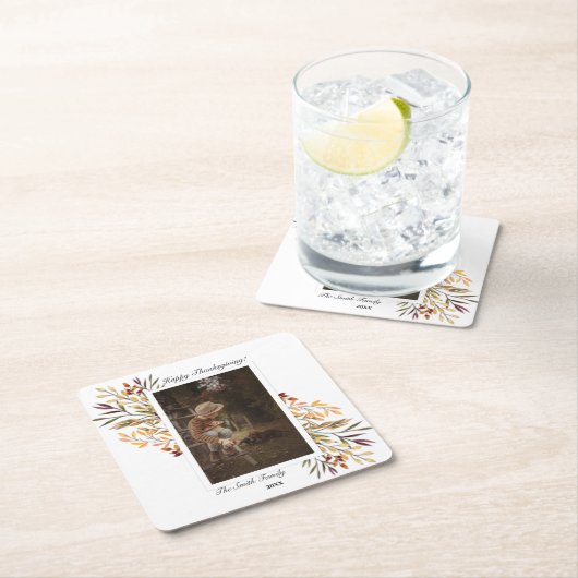 Dessous-de-verre Carré En Papier Beau feuillage d'automne Thanksgiving Photo (En situation)