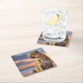 Dessous-de-verre Carré En Papier Beau léopard (En situation)