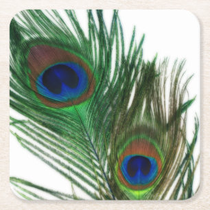 Dessous-de-verre Carré En Papier Beau paon blanc