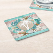 Dessous-de-verre Carré En Papier Beau Seashell et Beach Design (Incliné)