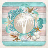 Dessous-de-verre Carré En Papier Beau Seashell et Beach Design (Devant)