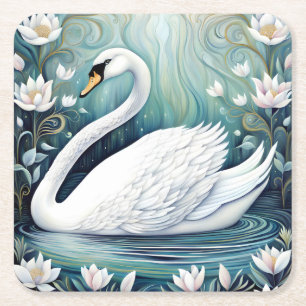 Dessous-de-verre Carré En Papier Beau Swan