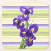 Dessous-de-verre Carré En Papier Beau violet Iris Aquarelle Motif (Devant)