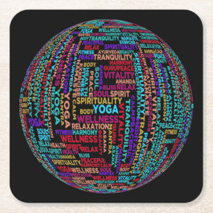 Dessous-de-verre Carré En Papier Beau Yoga Wellness & Harmony Globe