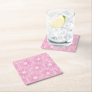 Dessous-de-verre Carré En Papier Beautiful Daisy Flower, Halftone Illustration