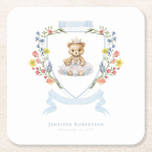 Dessous-de-verre Carré En Papier Bébé élégante petite princesse ours shower royal