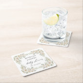 Dessous-de-verre Carré En Papier Bébé En Fleur Baby shower Floral D'Ivoire (En situation)