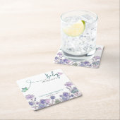 Dessous-de-verre Carré En Papier Bébé En Fleur Baby shower Floral Violet (En situation)