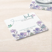 Dessous-de-verre Carré En Papier Bébé En Fleur Baby shower Floral Violet (Incliné)