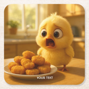 Dessous-de-verre Carré En Papier Bébé nuggets de poulet mignons de fantaisie