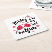 Dessous-de-verre Carré En Papier Bébé son froid dehors mignonette mittens hiver (Incliné)