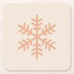 Dessous-de-verre Carré En Papier Beige de Noël<br><div class="desc">Illustration de Noël - Flocon de neige - Beige Neutre / Tons Terre Noël Imprimer.</div>