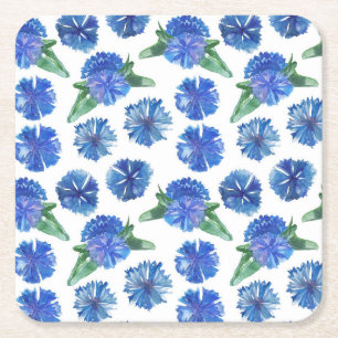 Dessous-de-verre Carré En Papier Belle aquarelle bleu cornfleurs