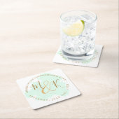 Dessous-de-verre Carré En Papier Belle chaux vert Élégant Mariage Boho (En situation)
