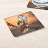 Dessous-de-verre Carré En Papier Belle Chouette à la grange (Incliné)