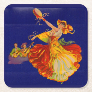 Dessous-de-verre Carré En Papier belle danseuse espagnole