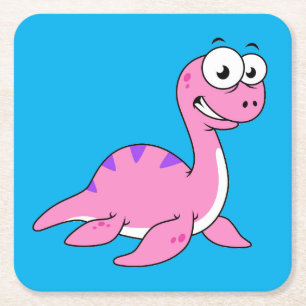 Dessous-de-verre Carré En Papier Belle Illustration Du Monstre Loch Ness.