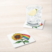 Dessous-de-verre Carré En Papier belle impression élégante avec tournesol (En situation)