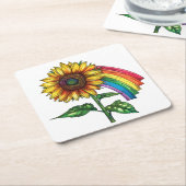 Dessous-de-verre Carré En Papier belle impression élégante avec tournesol (Incliné)