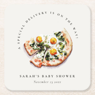 Dessous-de-verre Carré En Papier Belle livraison spéciale Pizza Baby shower Party
