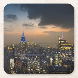 Dessous-de-verre Carré En Papier Belle New York Soirée Skyline