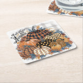 Dessous-de-verre Carré En Papier Belle Rustique Chute amoureuse de l'Art d'Automne (Incliné)