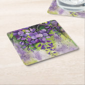 Dessous-de-verre Carré En Papier Belles Fleurs De Wisteria En Aquarelle (Incliné)