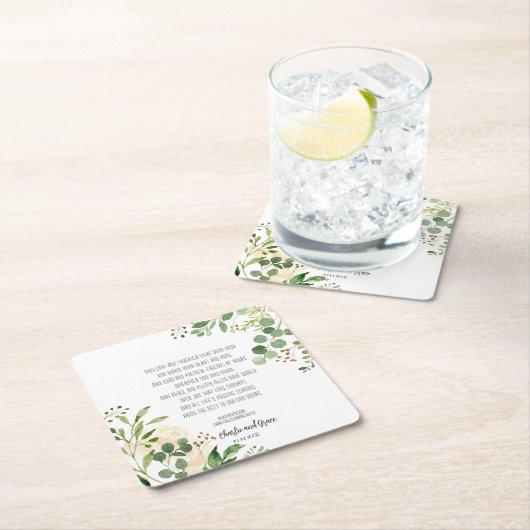 Dessous-de-verre Carré En Papier Bénédiction irlandaise ancienne et verdure Mariage (En situation)