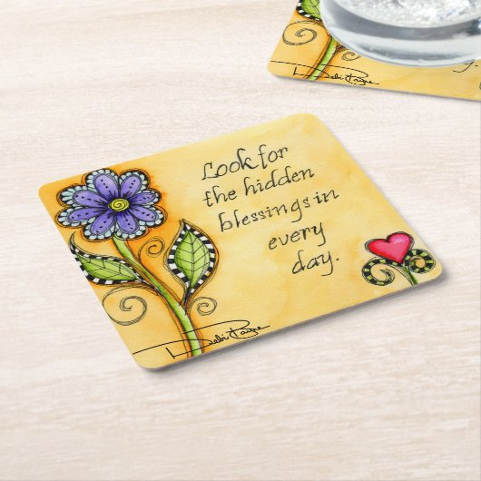 Dessous-de-verre Carré En Papier Bénédictions cachées (Incliné)