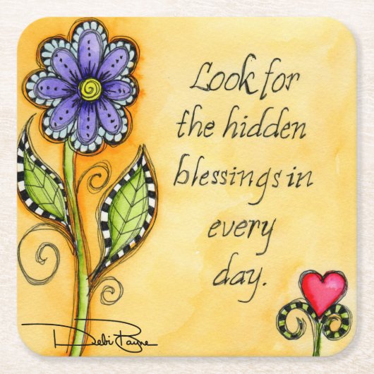 Dessous-de-verre Carré En Papier Bénédictions cachées (Devant)