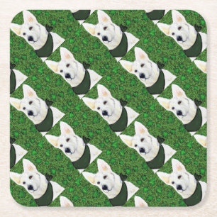 Dessous-de-verre Carré En Papier Berger Blanc Allemand St. Patty