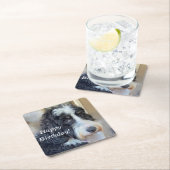 Dessous-de-verre Carré En Papier Bernedoodle mignon (En situation)