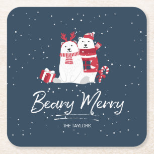 Dessous-de-verre Carré En Papier Beurre polaire Joyeux Noël ID851