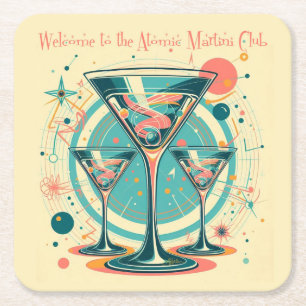 Dessous-de-verre Carré En Papier Bienvenue À Atomic Martini Club Triple Play